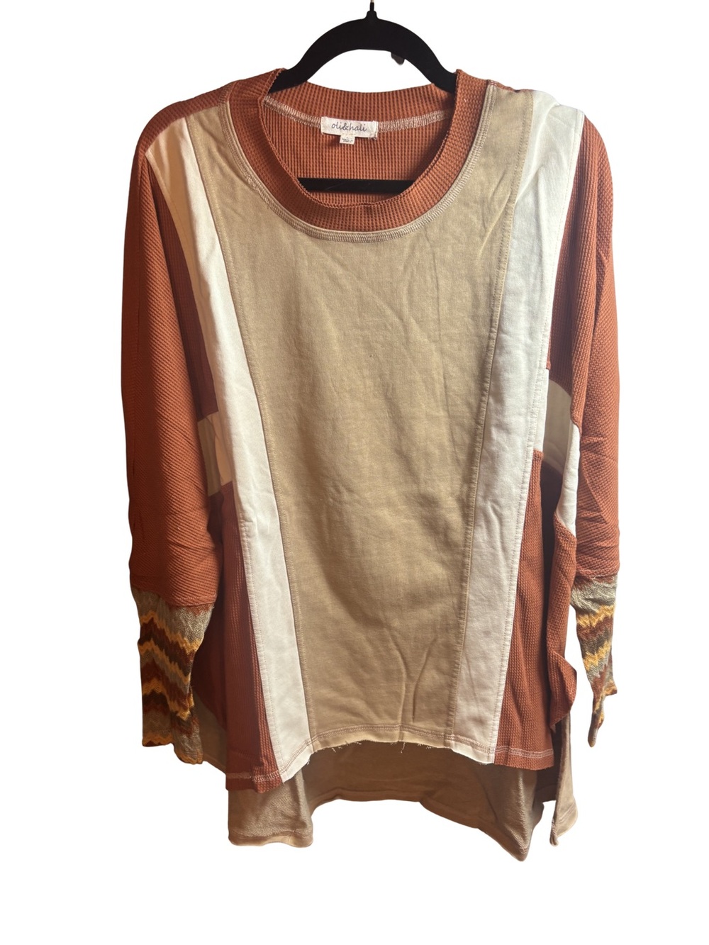 Oki & Hali Oversized Cottagecore Colorblock Top Size Lg New
